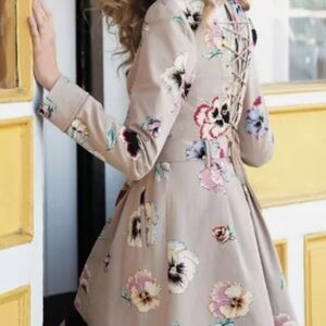 Elevenses Beige Floral Trench Coat